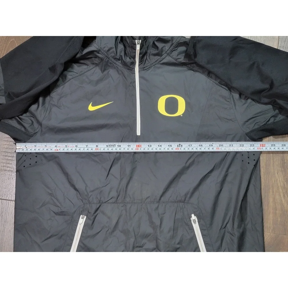 Nike Oregon Ducks Mens Large Black Quarter Zip Hooded Windbreaker Jacket 33249X